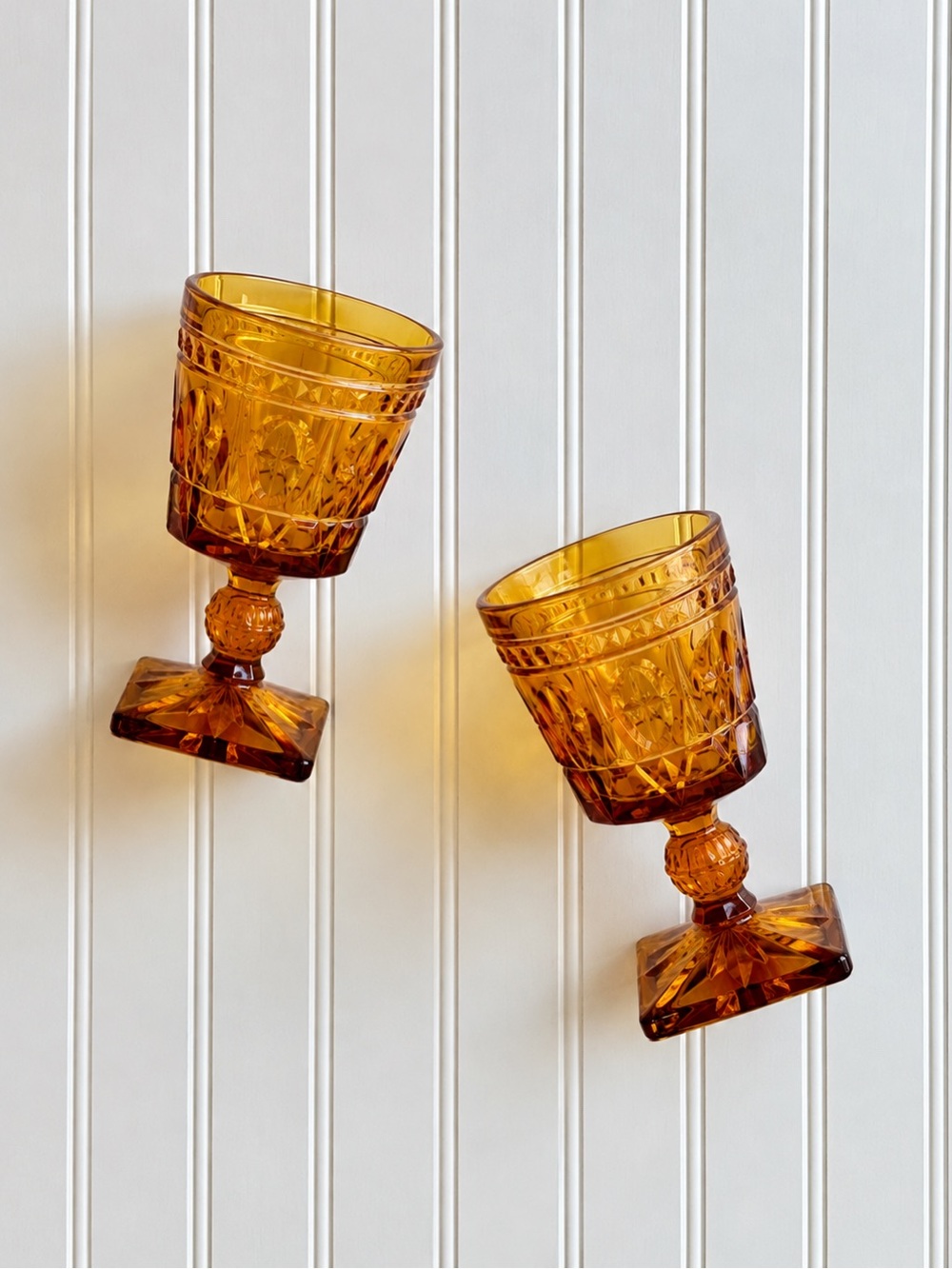 Indiana glass compiler Amber Cut Glass Goblets